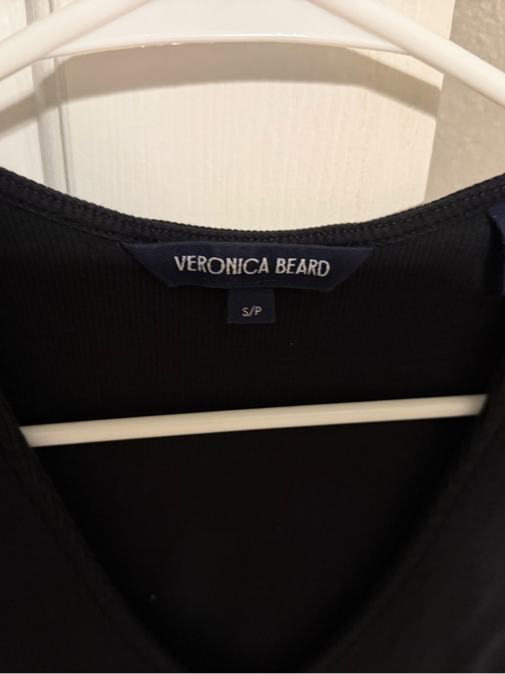 Veronica Beard Black Ribbed V-Neck Top